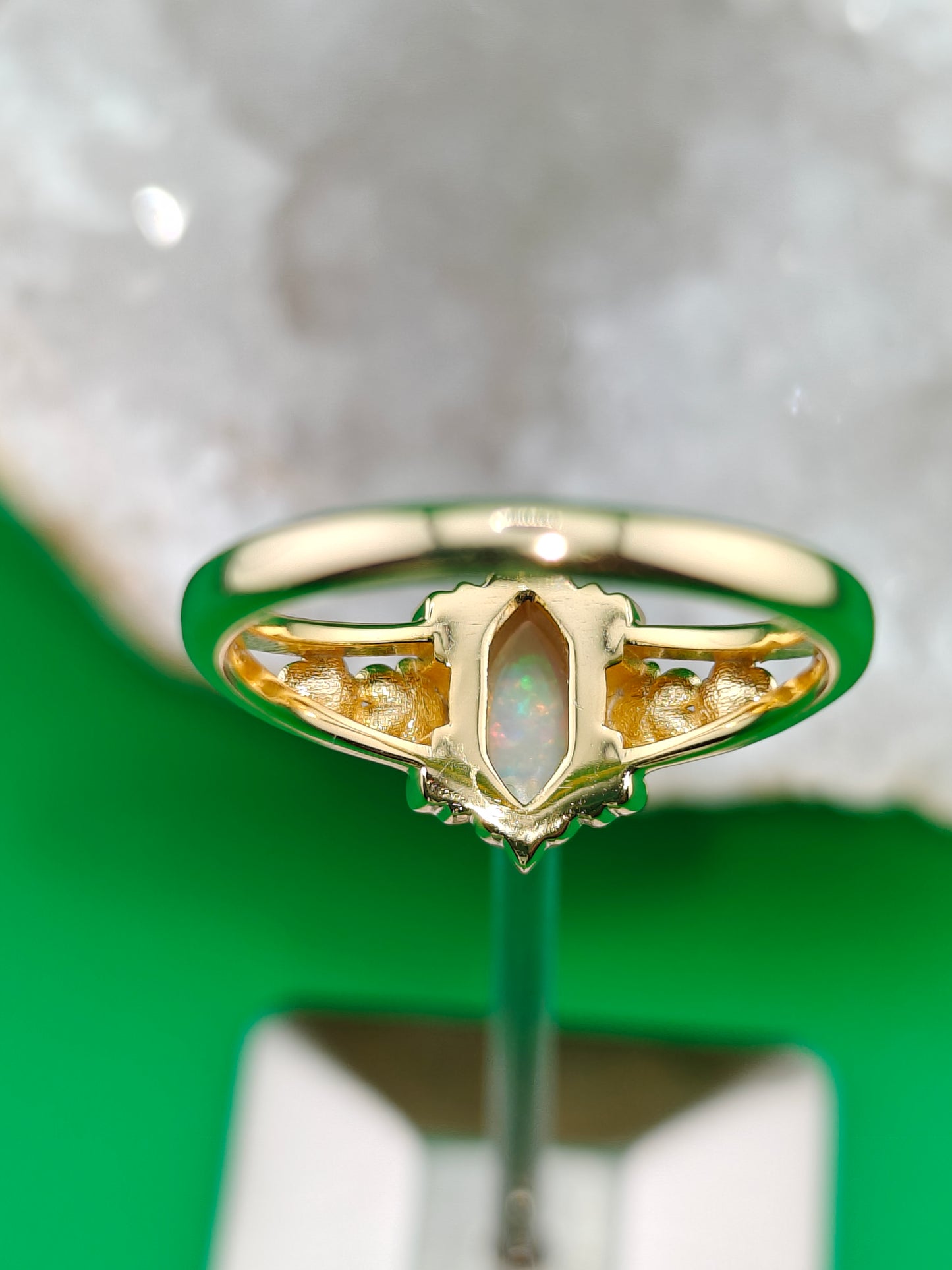 Gold plated silver ring with Australian crystal opal