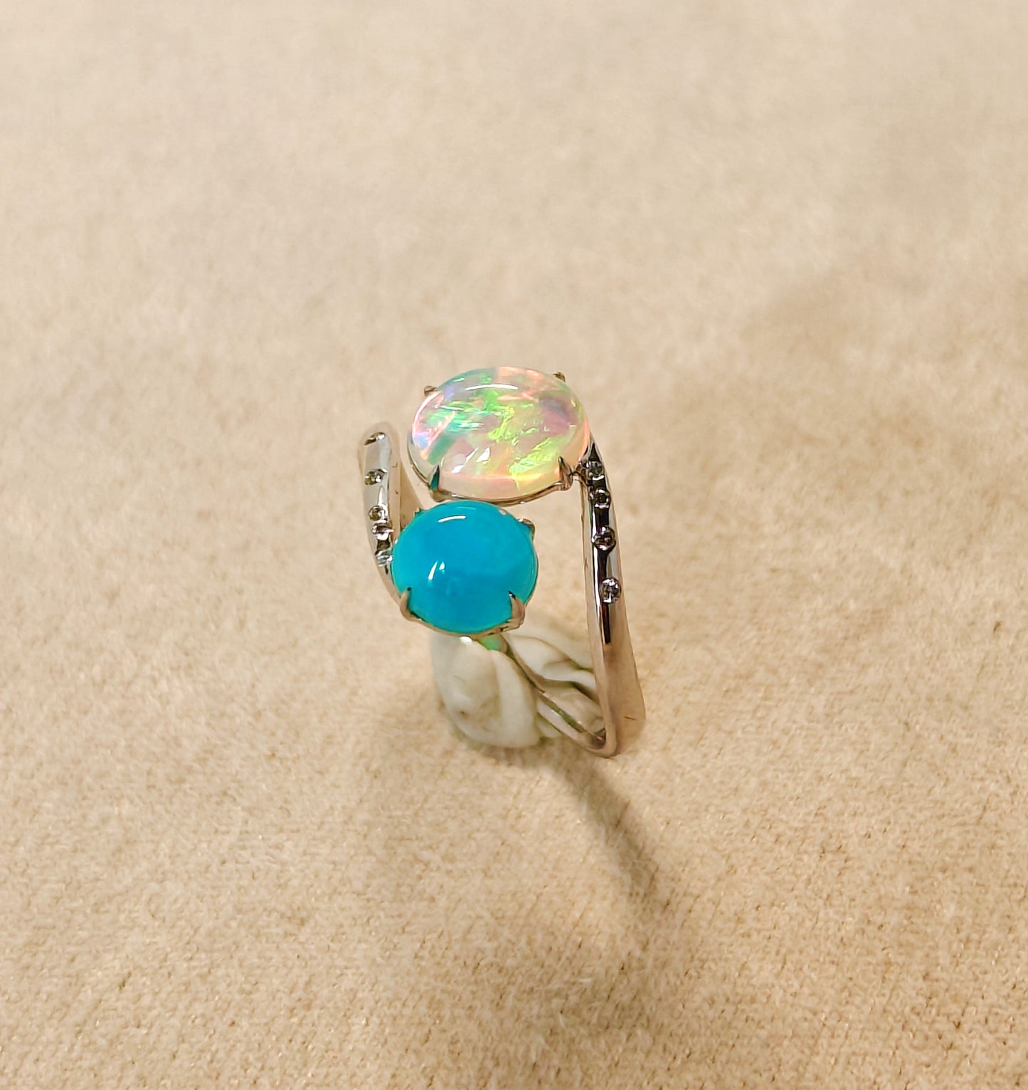 Australian crystal opal ring