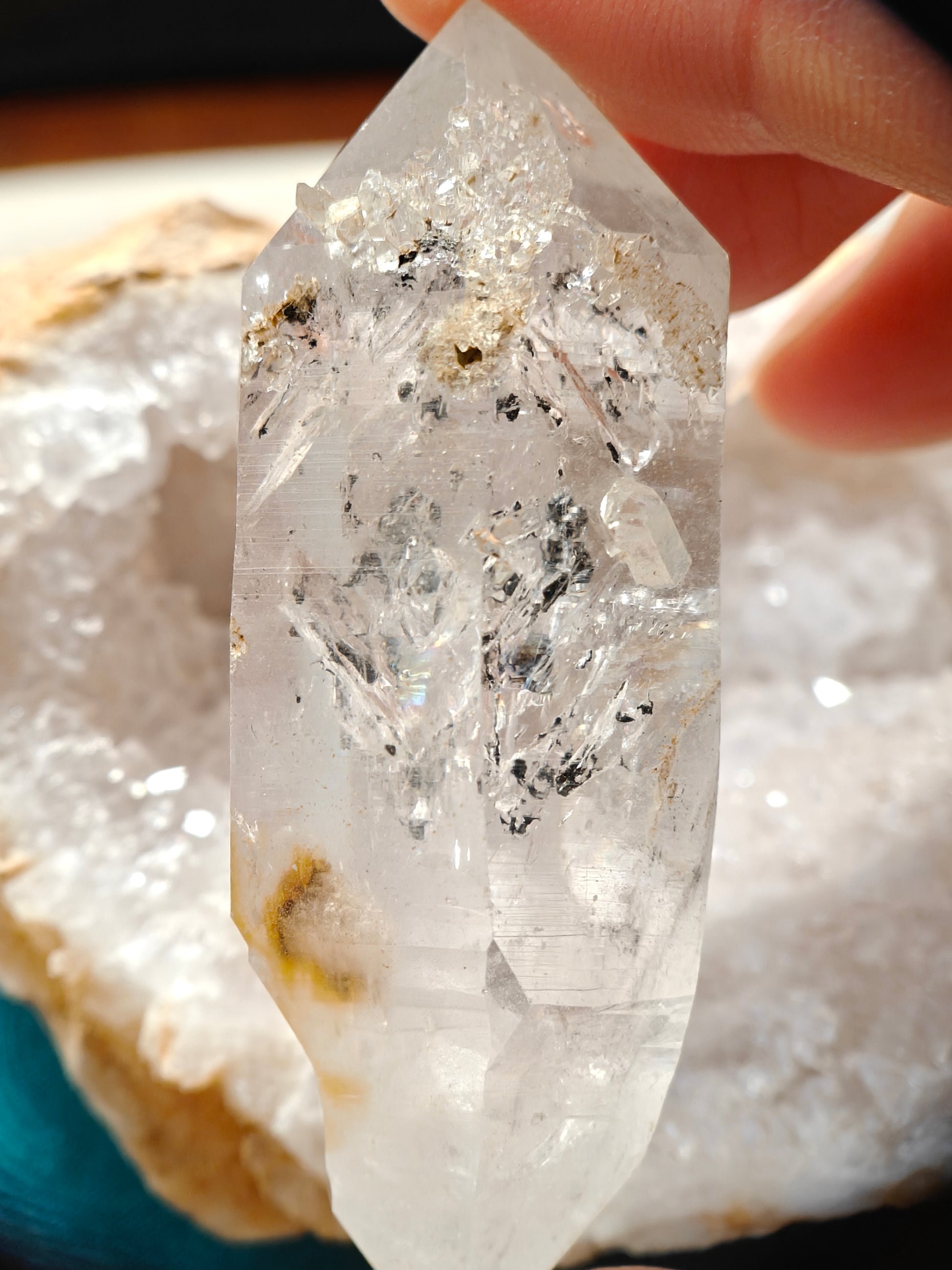Double-Terminated Crystal with Floating Sand & Water Bubble