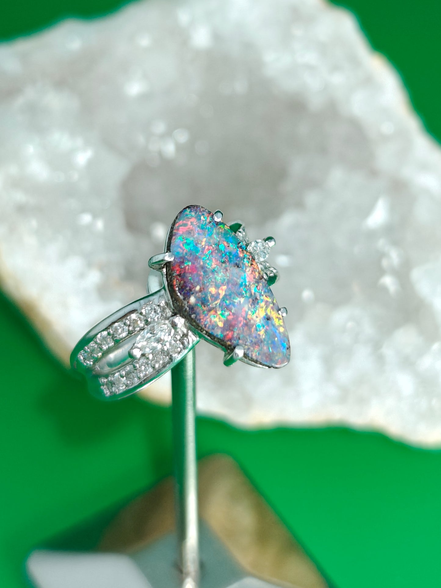 Platinum ring with Australian boulder opal 