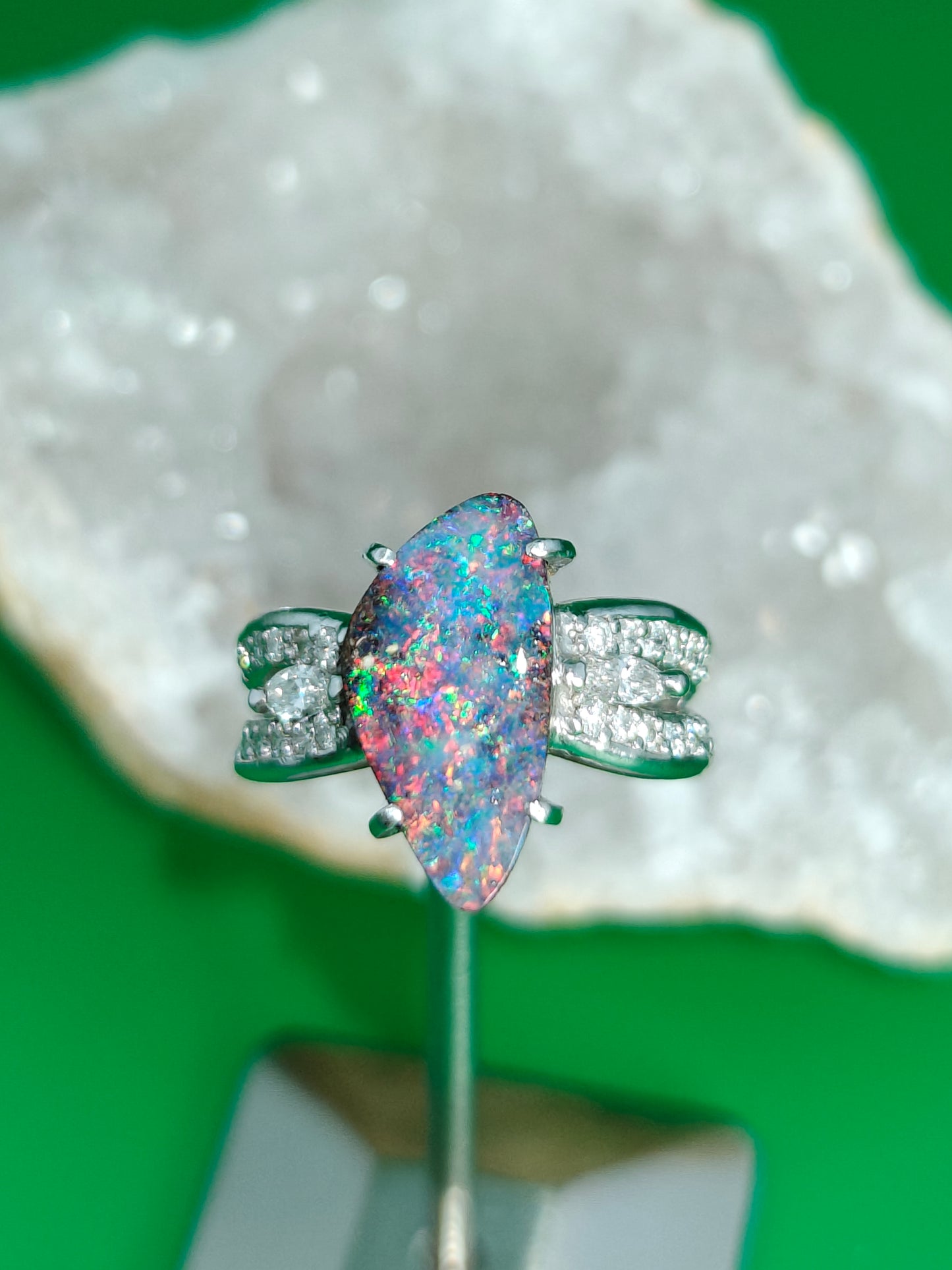 Platinum ring with Australian boulder opal 