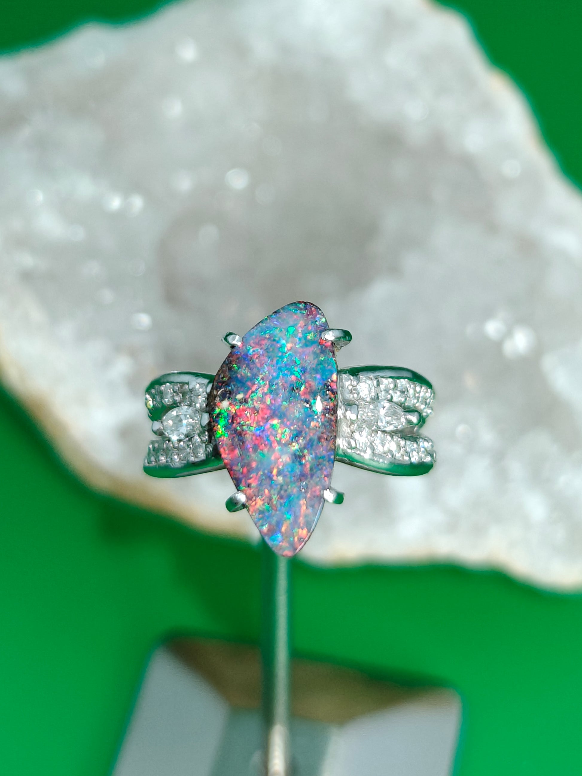 Platinum ring with Australian boulder opal 
