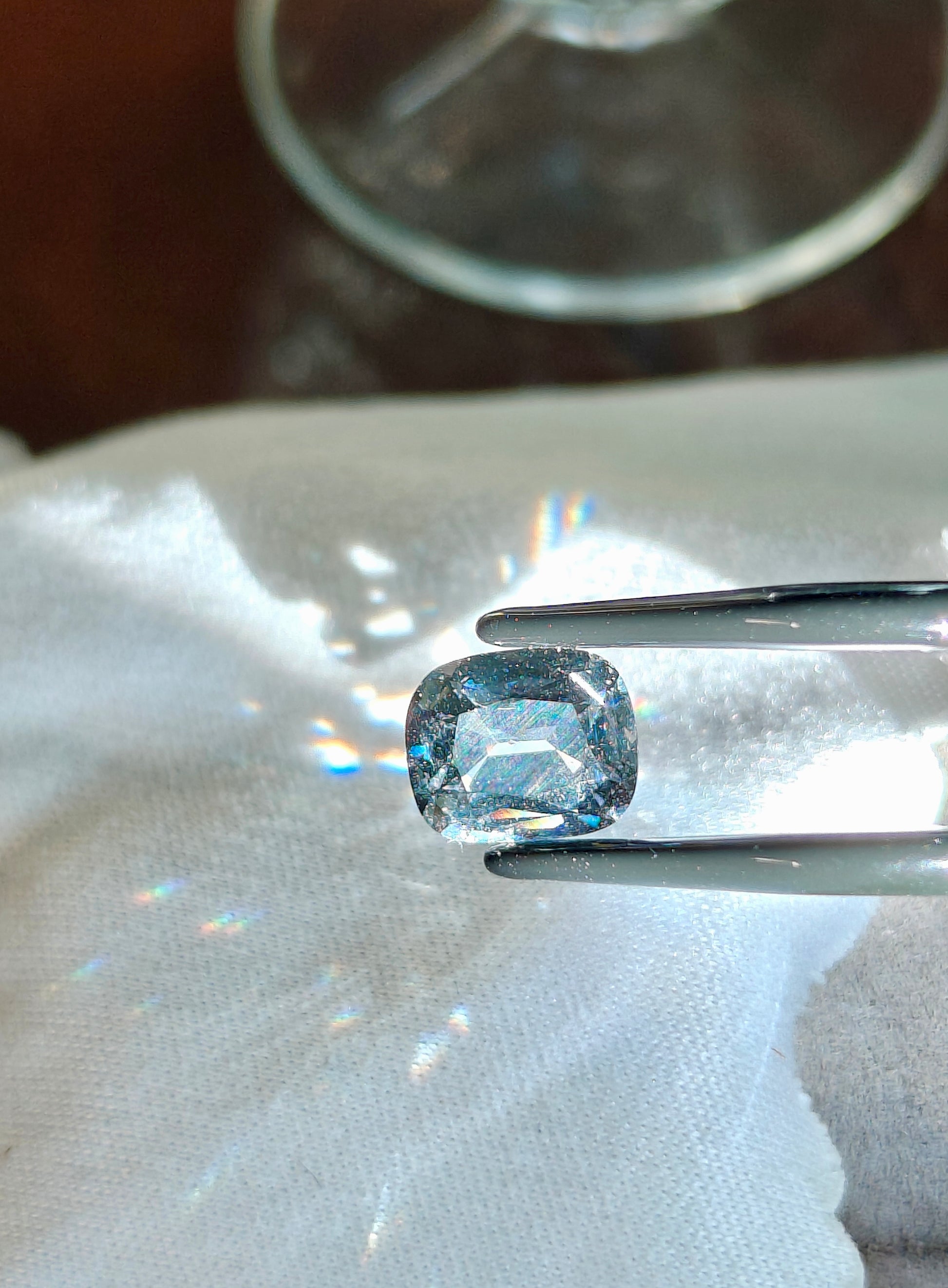 Cushion cut black Warrier spinel gemstone