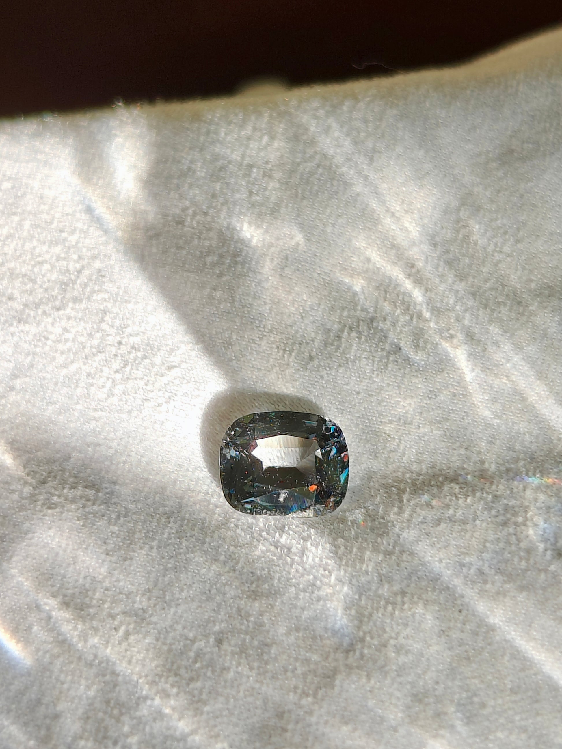 Cushion cut black Warrier spinel gemstone